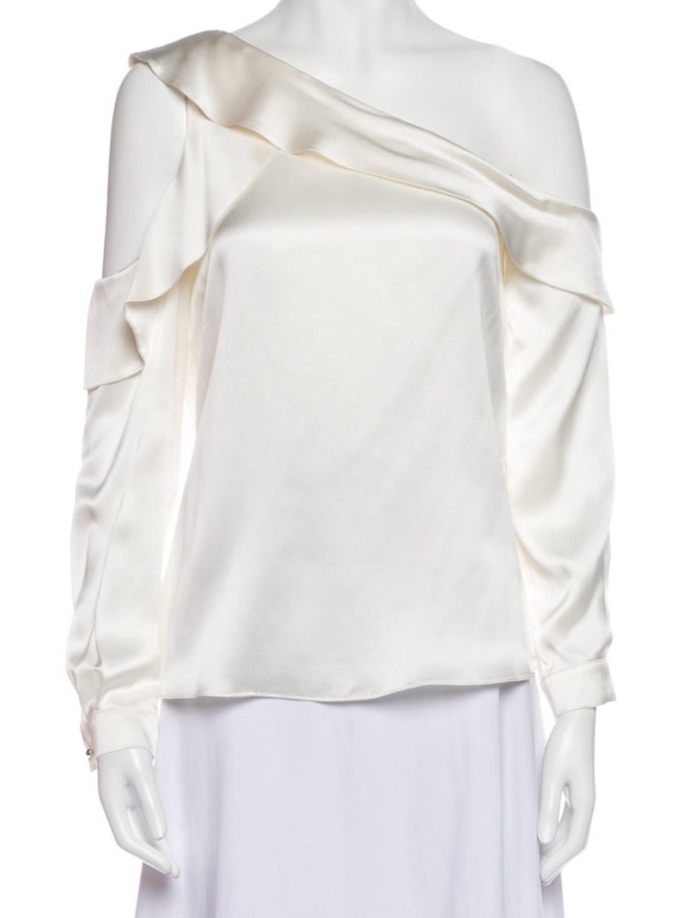 Parker Off-Shoulder 100% Silk Blouse in Ivory $230
